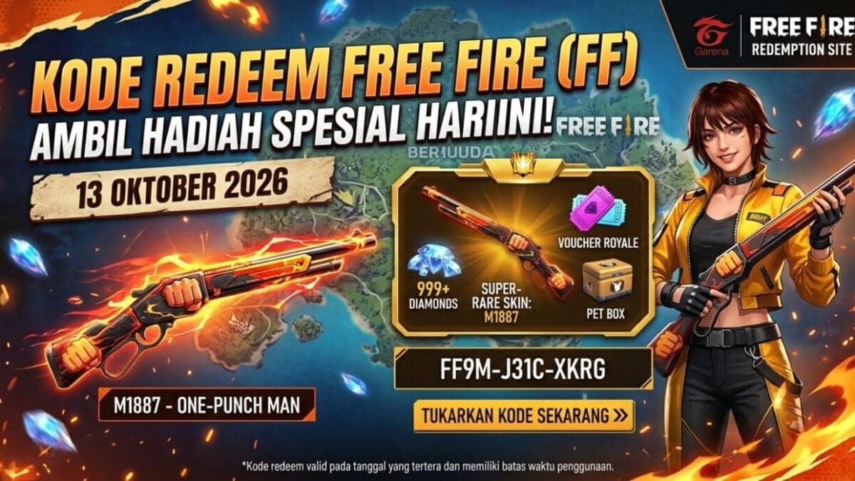 Banjir Hadiah! Kode Redeem FF 13 Oktober 2026: Ada M1887 & Diamond